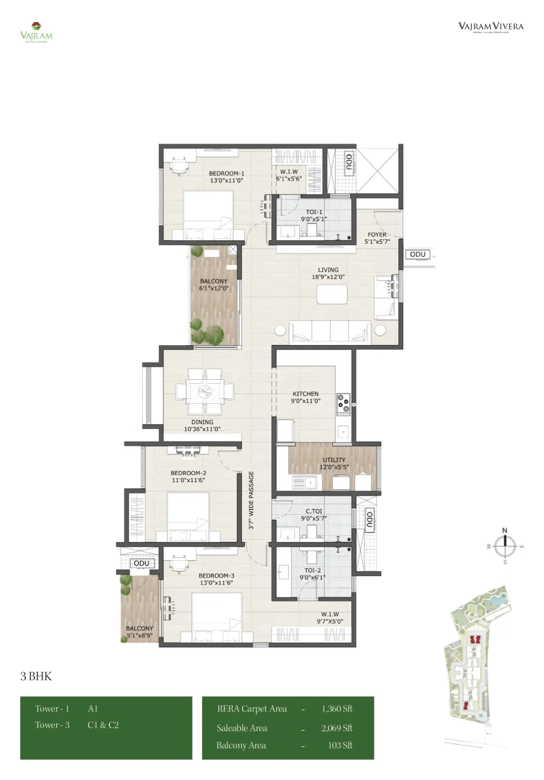 3 BHK 2069 sq.ft
